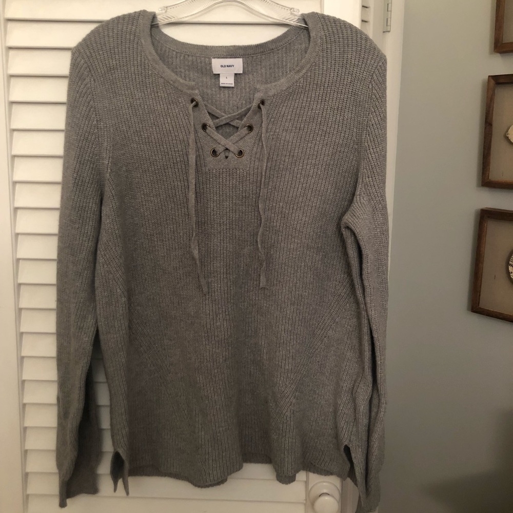 Lace up sweater